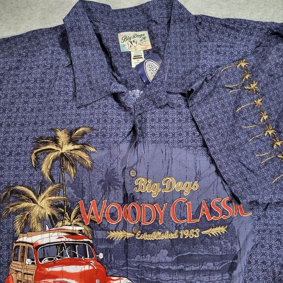 Big Dog Men's 5X Blue Short Sleeve Shirt 100% Rayon‎ Woody Classic - Picture 1 of 7